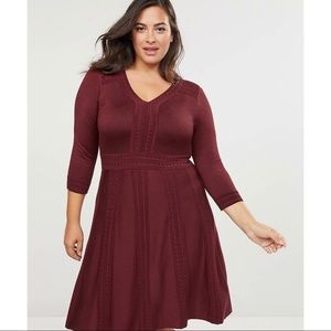 NWOT LB Textured Fit & Flare Sweater Dress